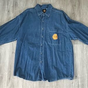 Men's Blue Denim Shirt with Disney lion king Embroidery